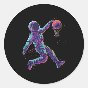 Sticker Rond OEuvre de basket-ball L'astronaute Slam Dunk Bball