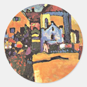 Sticker Rond oeuvre de Kandinsky, Grungasse à Murnau,