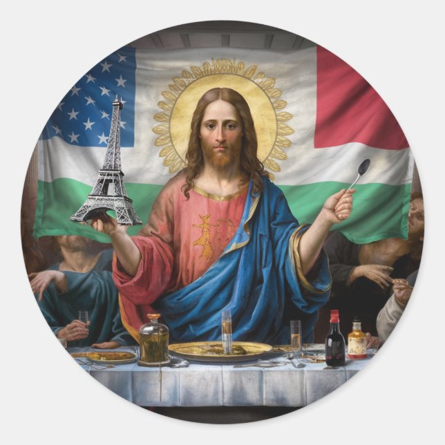 Sticker Rond Oeuvre représentant Jésus de la Dernière Cène (Devant)