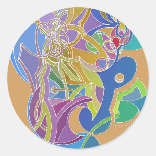 Sticker Rond Oeuvre Whimsical