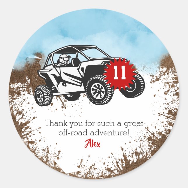 Sticker Rond Off Road Adventure VTT Monster Truck Anniversaire (Devant)