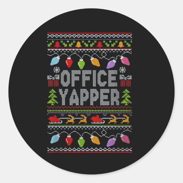 Sticker Rond Office Yapper Ugly Sweater Christmas  (Devant)