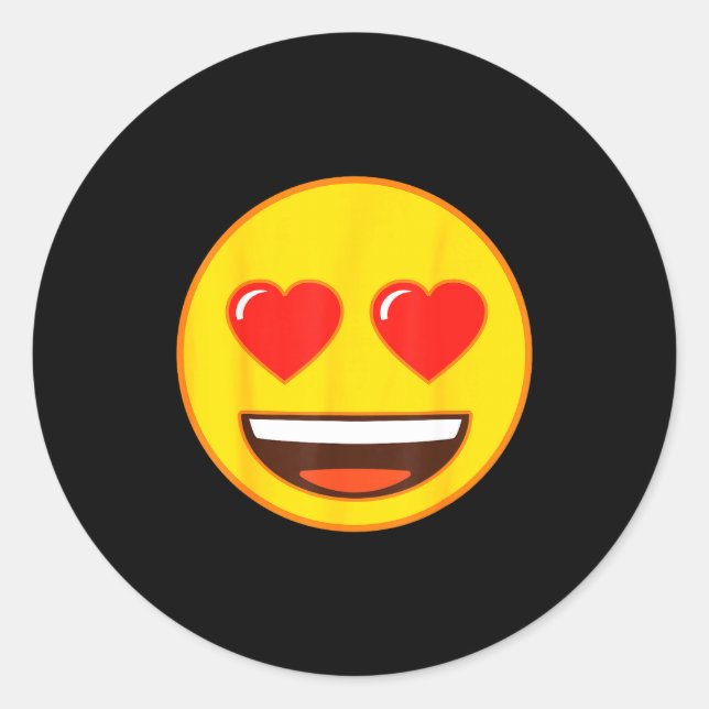 Sticker Rond Official Emoji Heart Eyes Yellow Smile Face  (Devant)