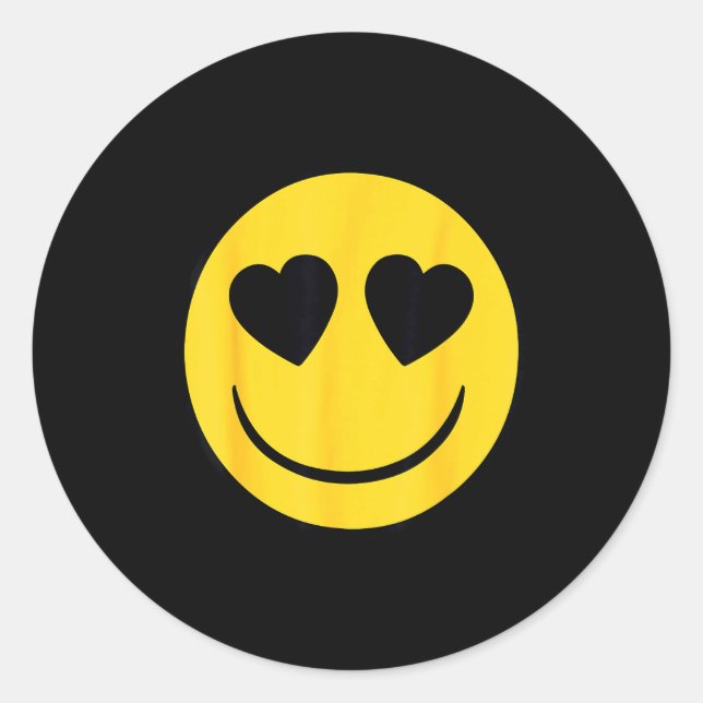 Sticker Rond Official Emoji Retro Heart Eyes Yellow Smile Face  (Devant)