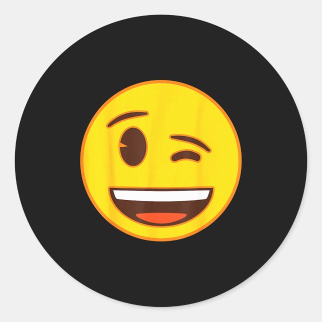 Sticker Rond Official Emoji Wink Winking Yellow Smile Face  (Devant)