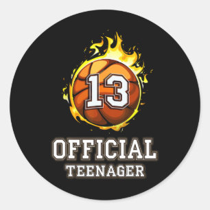 Sticker Rond Officiel Adolescent Bysketbyll 13e cadeau d'annive