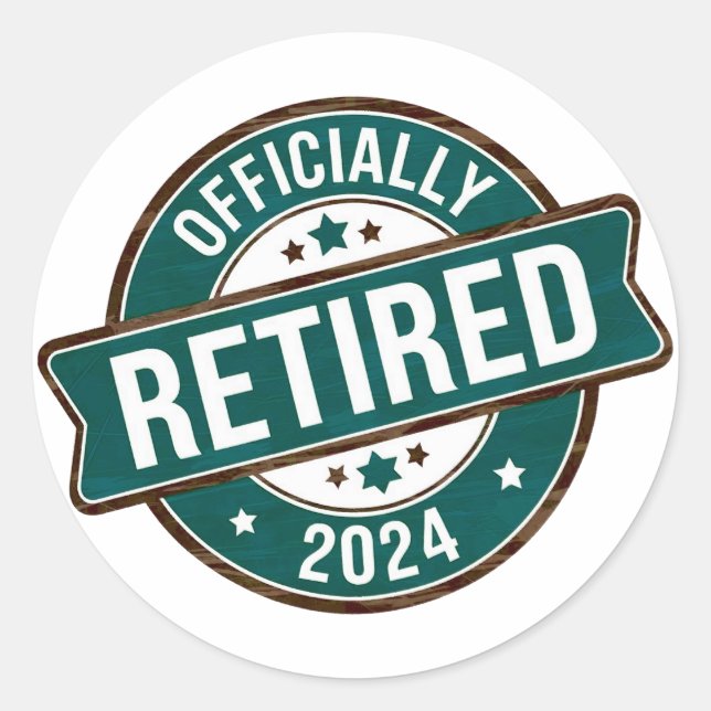 Sticker Rond Officiellement à la retraite 2024 (Devant)