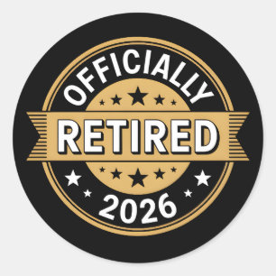 Sticker Rond Officiellement à la retraite 2026