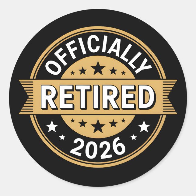 Sticker Rond Officiellement à la retraite 2026 (Devant)
