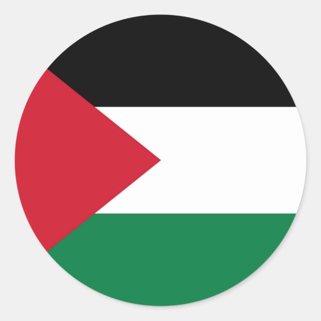 Sticker Rond officiellement le drapeau de l'État de Palestine (Devant)