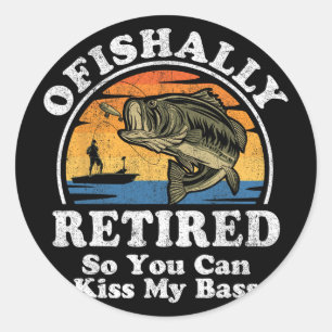 Sticker Rond Officiellement Retraité Cadeau de Retraite de Pêch