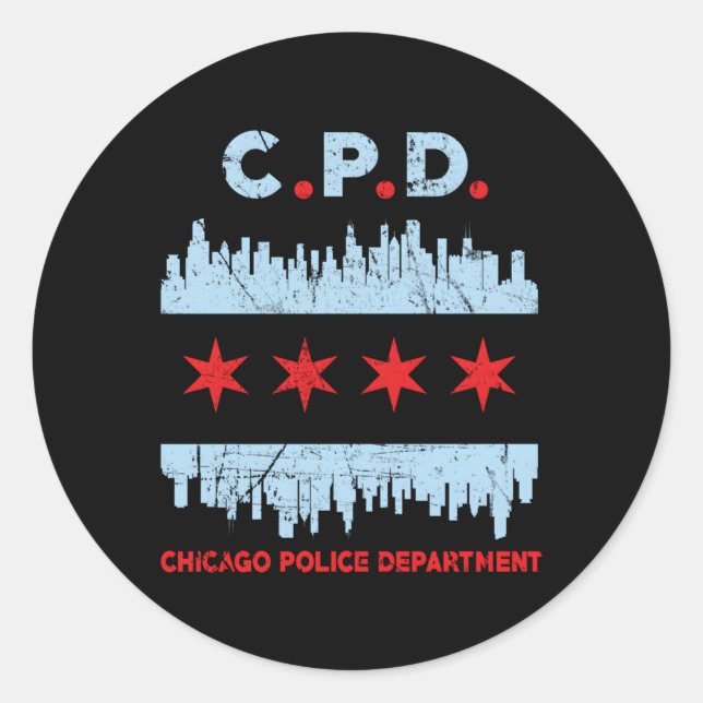 Sticker Rond Officier de police de Chicago (Devant)