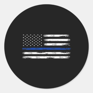 Sticker Rond Officier de police États-Unis Drapeau Américain Li