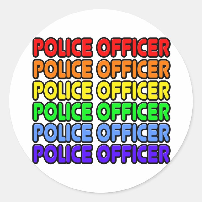 Sticker Rond Officier de police Rainbow (Devant)