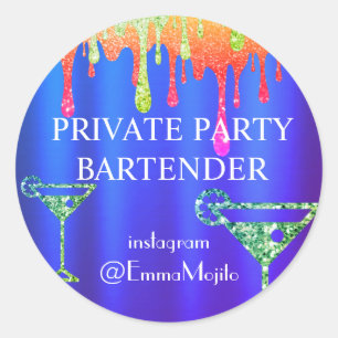Sticker Rond Offre de marché de barman de fête privée Classique