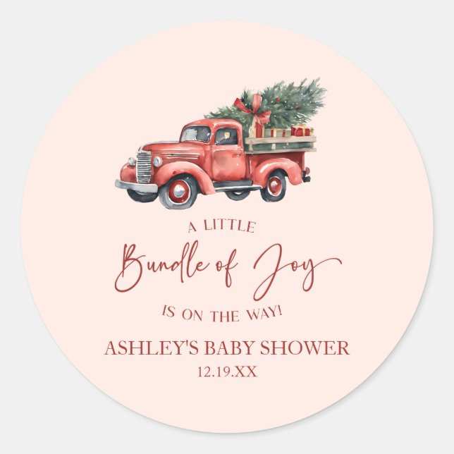 Sticker Rond Offre de Noël de la joie Baby shower de Noël (Devant)