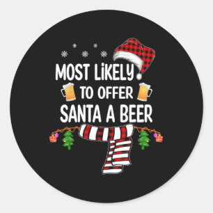 Sticker Rond Offre Probable À Père Noël Un Fun De Bière Noël En