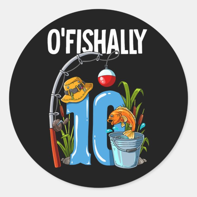 Sticker Rond O'fishally 10 ans 10e anniversaire pêche  (Devant)
