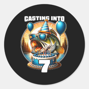 Sticker Rond O'fishally 7 Ans Poisson Anniversaire 7e Anniversa