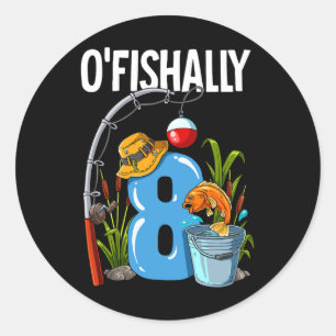 Sticker Rond O'fishally 8 Ans 8ème Anniversaire Pêche