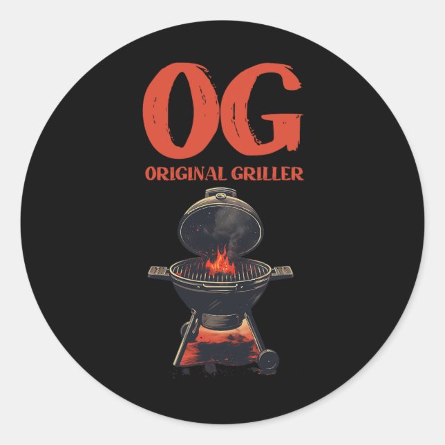 Sticker Rond Og Original Griller Bbq Byrbecue Pitmaster Grill S (Devant)