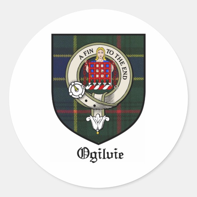 Sticker Rond Ogilvie Clan Crest Badge Tartan (Devant)