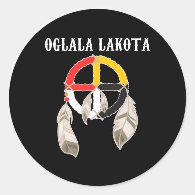 Sticker Rond Oglala Lakota Sioux South Dakota Medicine Wheel La (Devant)