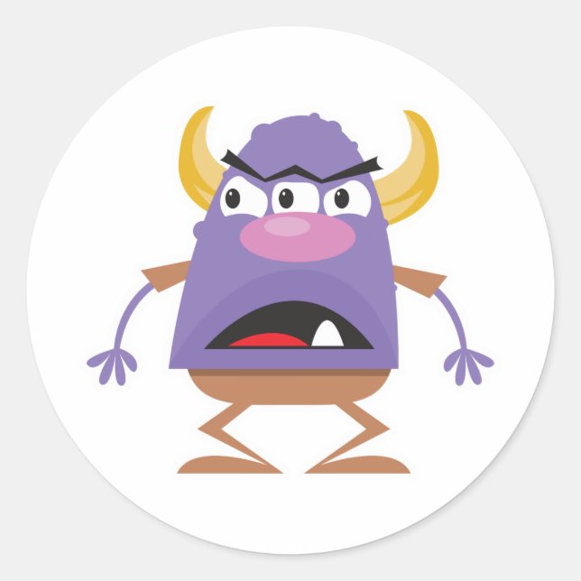 Sticker Rond ogre monstre idiot à trois yeux (Devant)