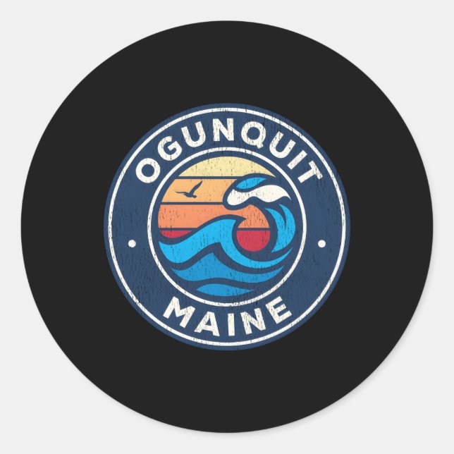 Sticker Rond Ogunquit Maine Me Vagues Nautiques (Devant)