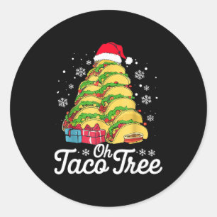 Sticker Rond Oh Arbre Taco Noël Mignon Xmas Nourriture Mexicain