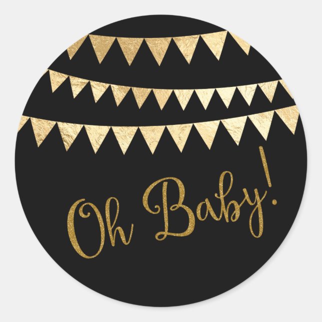 Sticker Rond Oh Baby Baby Shower (Devant)
