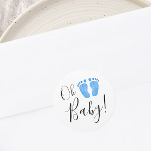Sticker Rond Oh Baby Blue Feet