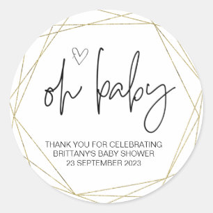 Sticker Rond Oh Baby Boy Girl mignonne Baby shower Party Favori