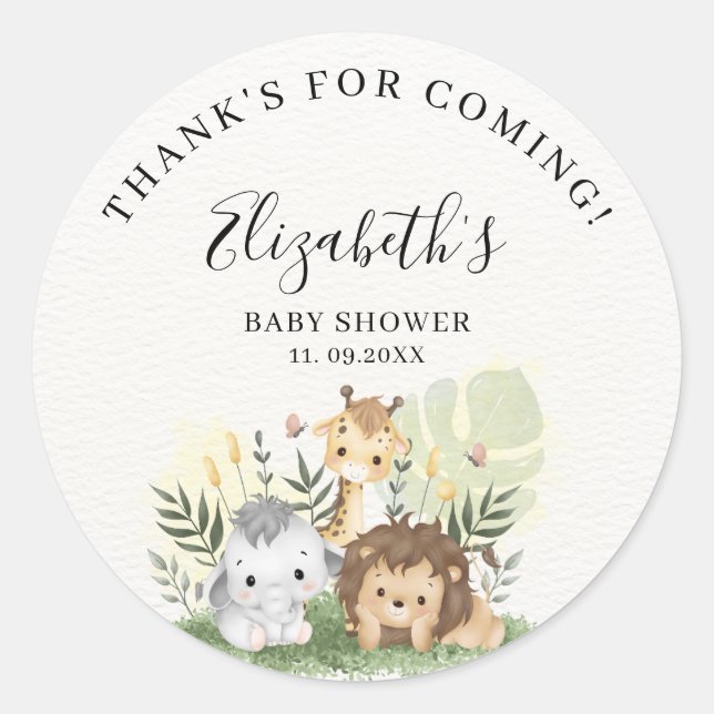 Sticker Rond Oh Baby Jungle Baby Shower Boy (Devant)
