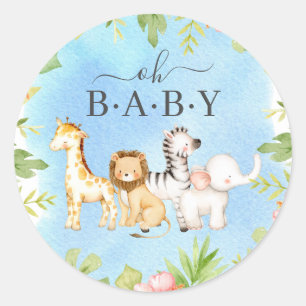 Sticker Rond Oh Baby Jungle Baby shower Favoriser
