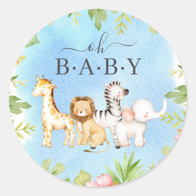 Sticker Rond Oh Baby Jungle Baby shower Favoriser (Devant)
