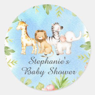 Sticker Rond Oh Baby Jungle Baby shower Favoriser