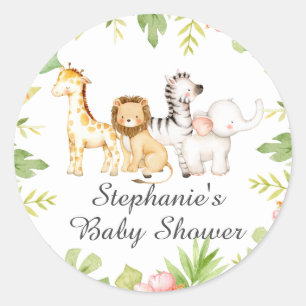 Sticker Rond Oh Baby Jungle Baby shower Favoriser Classic Round