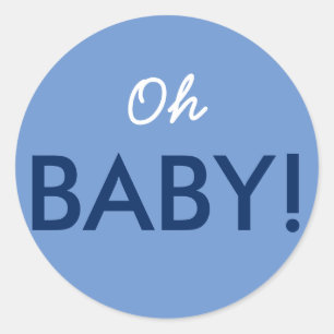 Sticker Rond Oh Baby Modern Baby shower rose ou bleu saupoudrer
