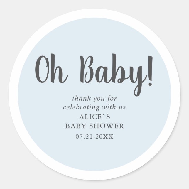 Sticker Rond Oh Baby Moderne Baby shower Simple (Devant)