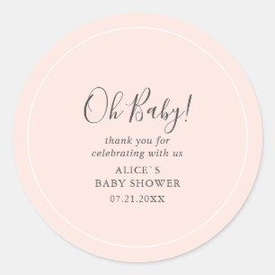Sticker Rond Oh Baby Moderne Baby shower Simple