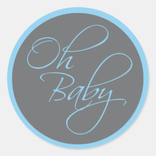 Sticker Rond Oh Baby Posh Baby shower pour garçon