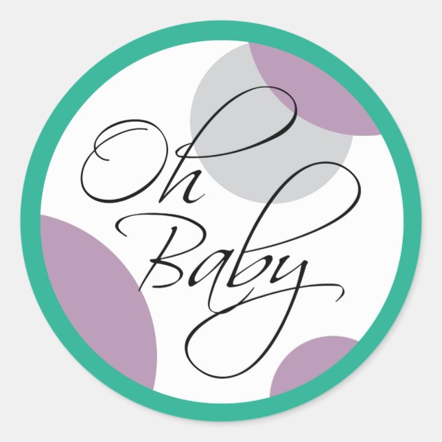 Sticker Rond Oh Baby Posh Sexe Baby shower neutre (Devant)