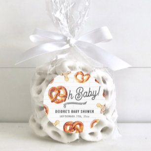Sticker Rond Oh Baby Pretzels & Pacificateurs Baby shower neutr