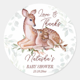 Sticker Rond Oh baby shower cerf merci pour