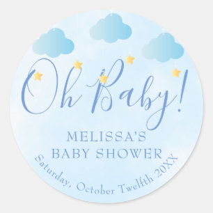 Sticker Rond Oh Baby Twinkle Twinkle Boy Baby shower bleu