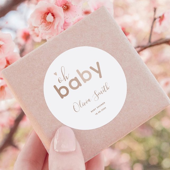 Sticker Rond Oh Bébé Beige Neutre (Créateur téléchargé)