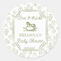 Oh bébé cheval à bascule vert sauge baby shower