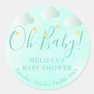 Sticker Rond Oh Bébé Scintille Scintille Fête de Naissance Neut