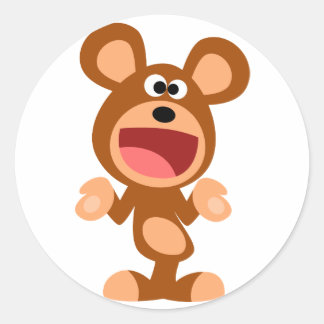 Sticker Rond "Oh bien..." Stick de l'ours de dessin